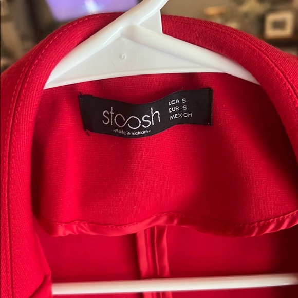 Red Stretch Open Front Blazer - Picture 5 of 5